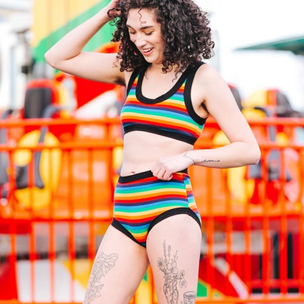 Thunderpants rainbow stripe bralette size M